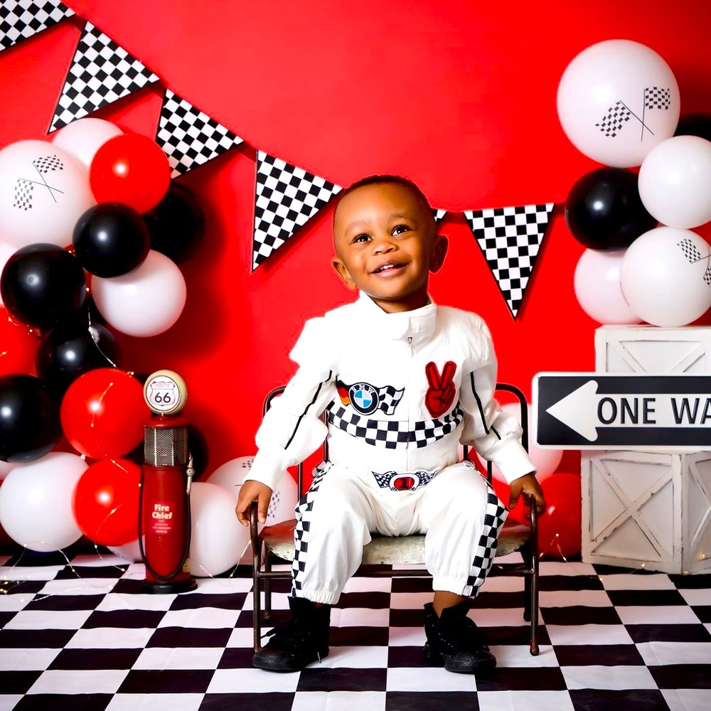 SUPER CUTE RACE CAR JUMPSUIT (GENTLY USED)